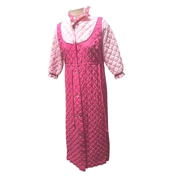 Vintage Handmade Quilted 1960's Button Front Nightgown Sleep Robe Sz Small/Mediu - Picture 7 of 16